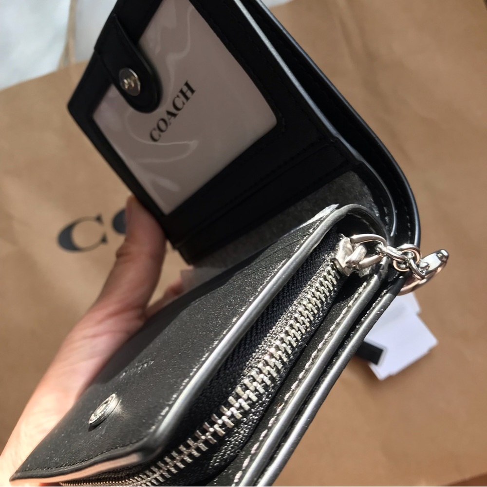 🌸 Coach Snap Wallet In Signature Canvas With Rose Print - Picture 11 of 11